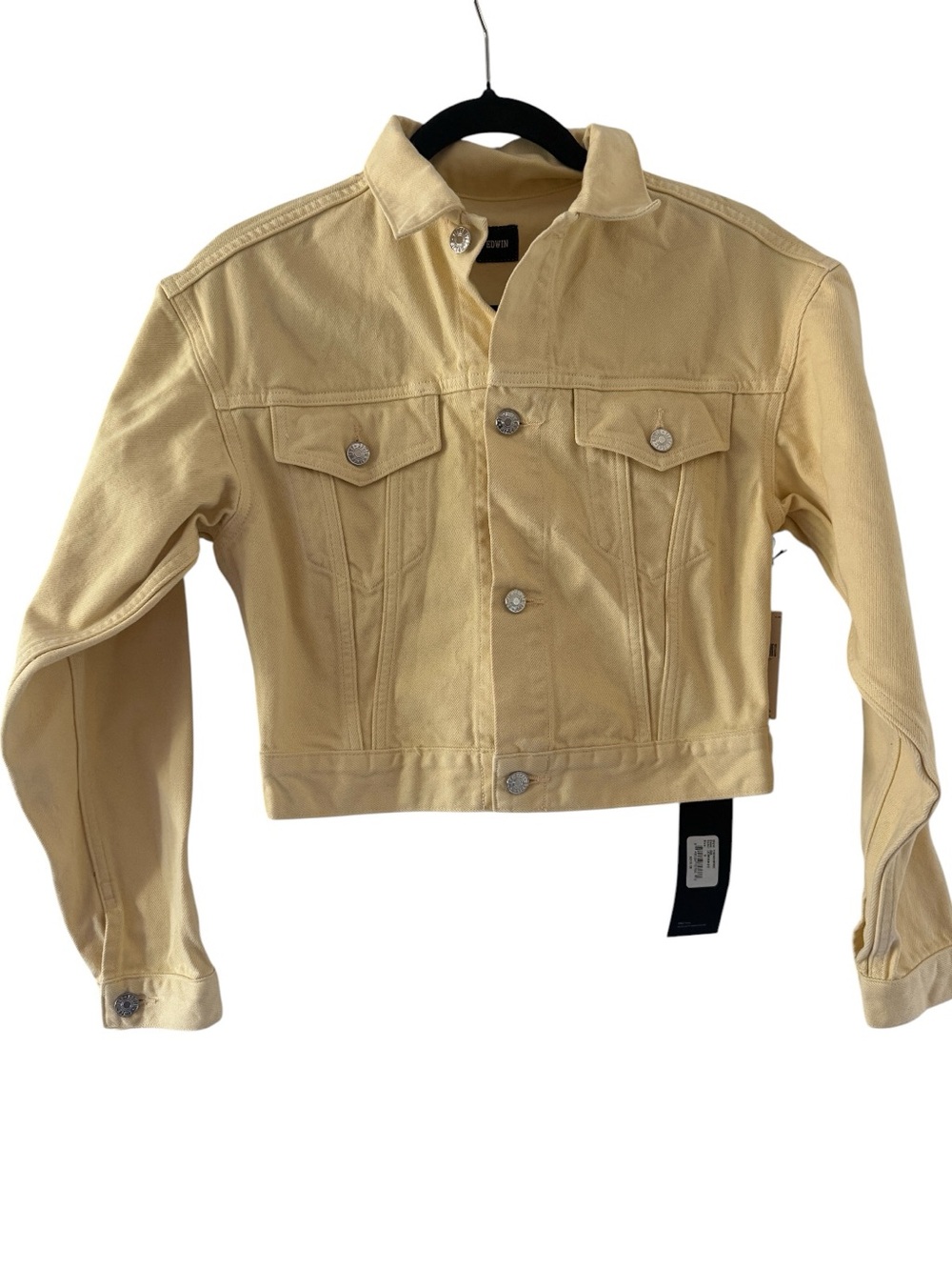 EDWIN x Anthropologie Sia Cropped Denim Jacket Yellow Lemonade Size Small